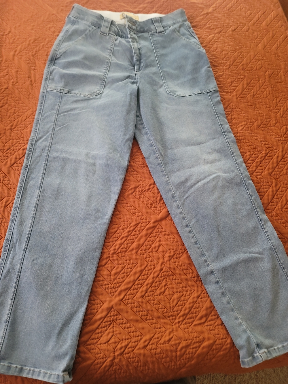 Democracy Light Blue Straight-Leg Jeans with Front Patch Pockets